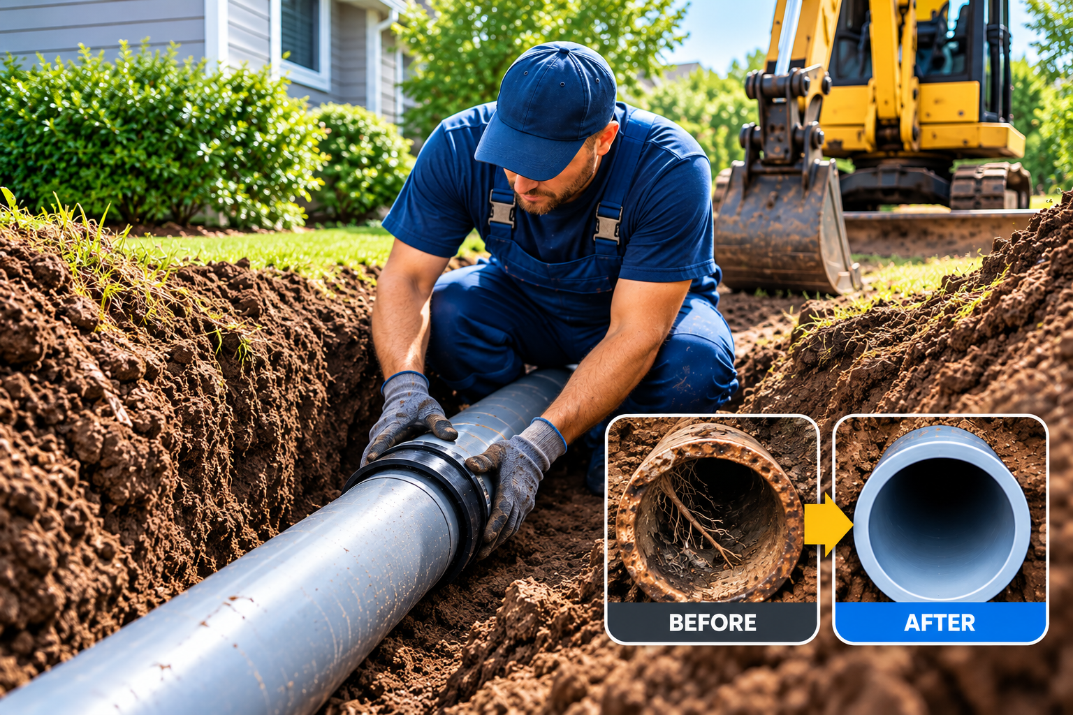 Sewer Line Repair and Replacement in Phoenix, AZ: Local Plumbers Based in 85028 before and after — TC Gutierrez Plumbing